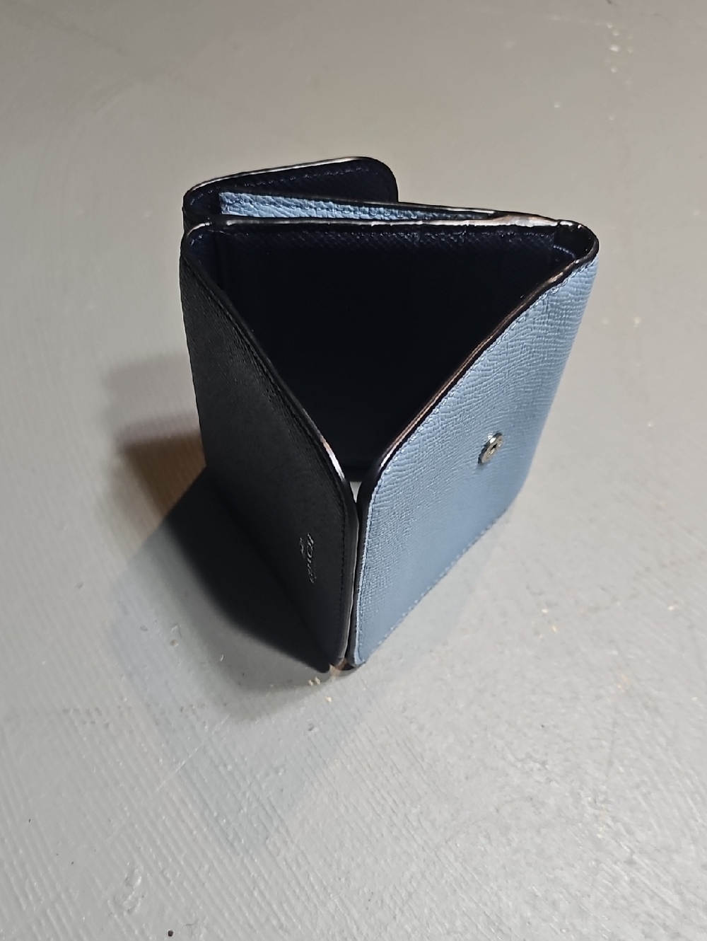 Coach Essential Mini Trifold Wallet In Colorblock Blue - Picture 9 of 11